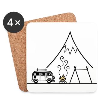 Lagerfeuer Camping Trip - Untersetzer (4er-Set) - Weiß - Vorne