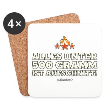 UNTER 500 GRAMM - Grill Geschenk Grillen Shirts - Untersetzer (4er-Set) - Weiß - Vorne