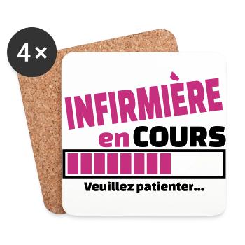 infirmière en cours - Dessous de verre (lot de 4) - blanc - Devant