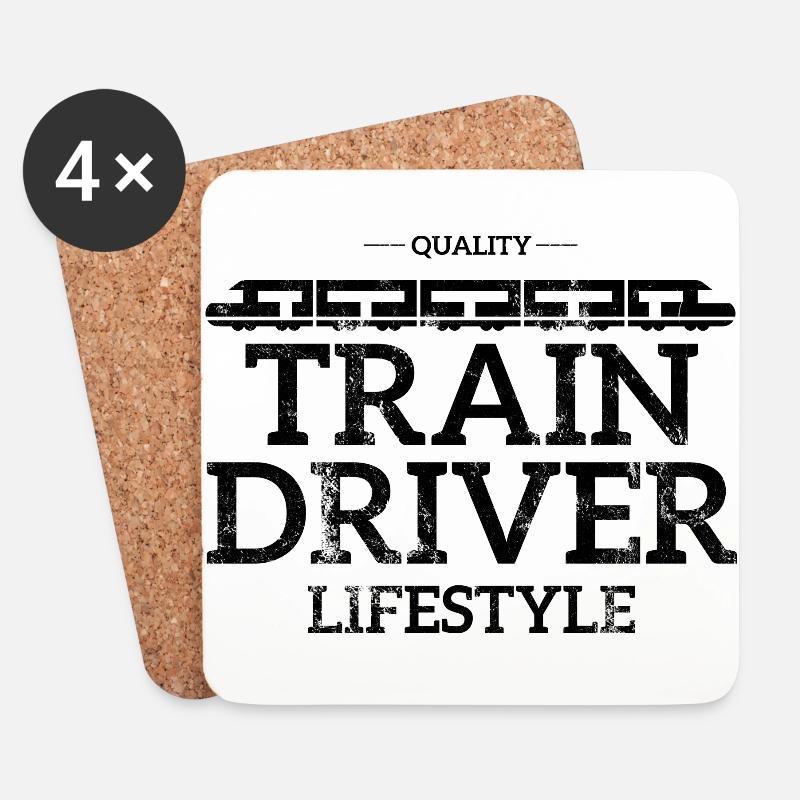 Les conducteurs, les conducteurs de train, train, métro, ICE, train - Dessous de verre (lot de 4) - blanc