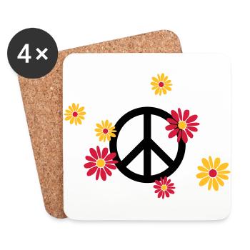Peace-Zeichen Blume Love flower power Valentinstag - Untersetzer (4er-Set) - Weiß - Vorne