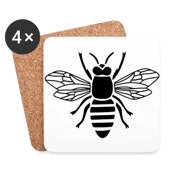 bee honey bumble bee honeycomb beekeeper wasp - Coasters (set of 4) - white - Front