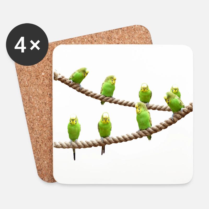 wellensttiche budgie birds voegel - Untersetzer (4er-Set) - Weiß