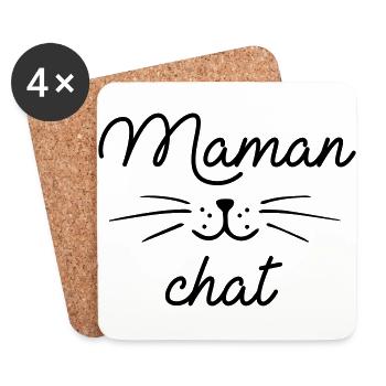 Maman chat - Dessous de verre (lot de 4) - blanc - Devant