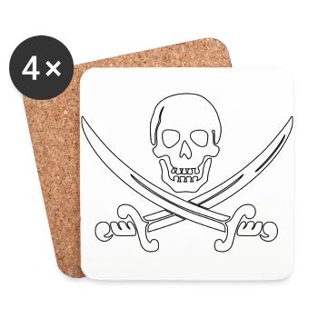 pirate ship boat pirat piratenschiff schiff skull9 - Untersetzer (4er-Set) - Weiß - Vorne