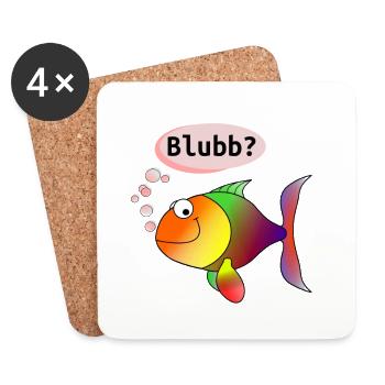 Fisch: Blubb? - Untersetzer (4er-Set) - Weiß - Vorne