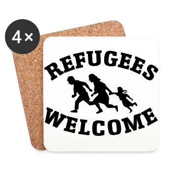 refugees flüchtlinge - Untersetzer (4er-Set) - Weiß - Vorne