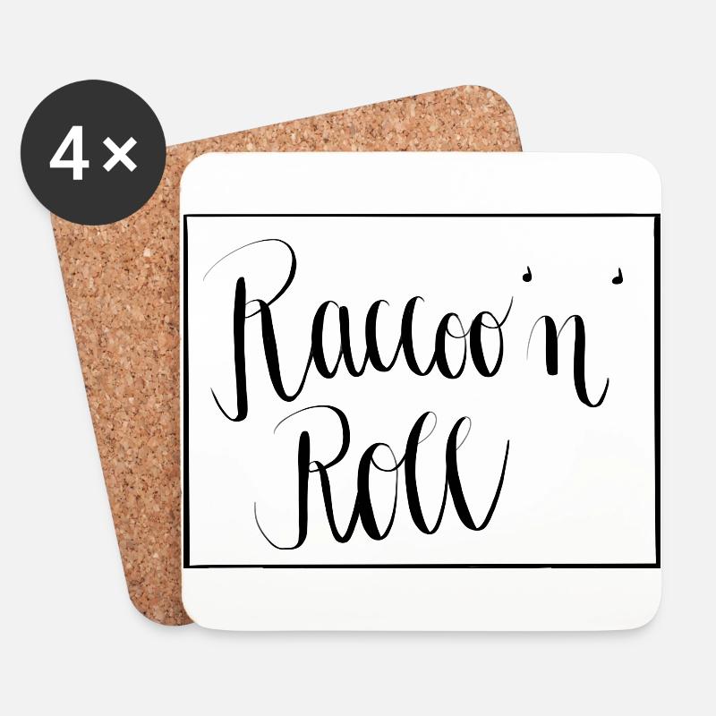 Raccoo'n'Roll - Untersetzer (4er-Set) - Weiß
