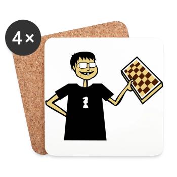Schach Nerd Hobby Brettspiel Geschenk Brille cool - Untersetzer (4er-Set) - Weiß - Vorne