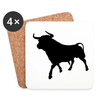 Börsen Bulle Aktien Stier Finanzen Geschenkidee - Untersetzer (4er-Set) - Weiß - Vorne