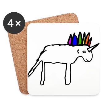 Beautiful scribbled unicorn - Coasters (set of 4) - white - Front