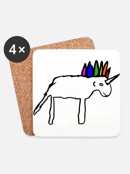 Beautiful scribbled unicorn - Coasters (set of 4) - white