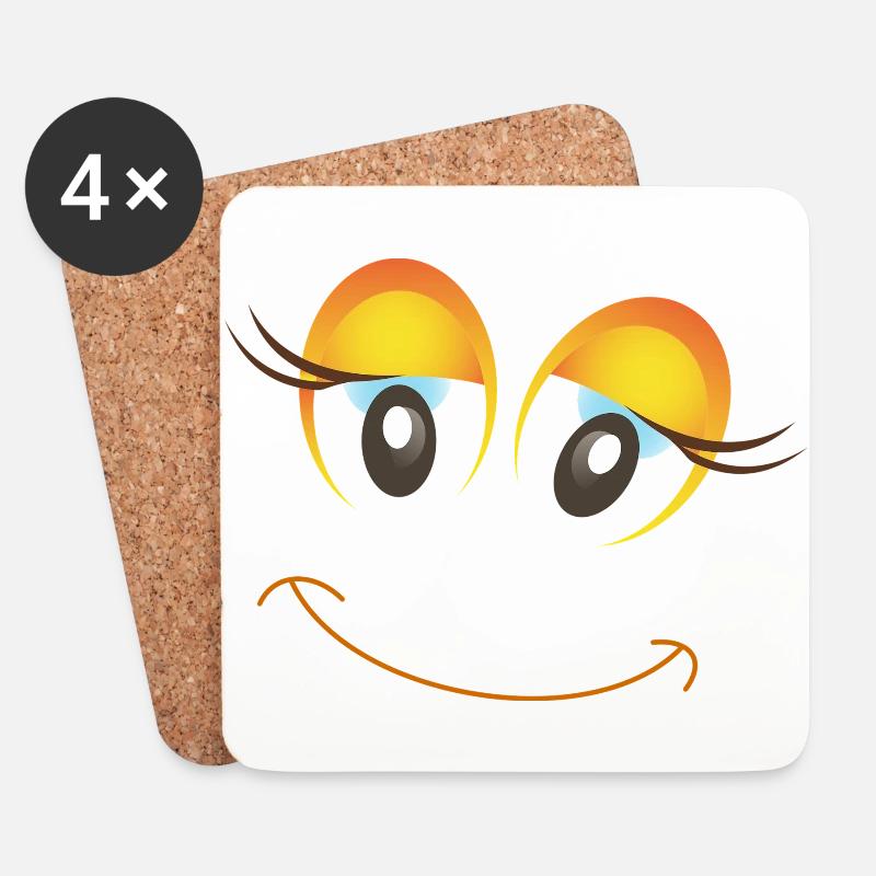 Fröhlicher Weiblicher Smiley Geschenk Idee - Untersetzer (4er-Set) - Weiß