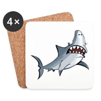 requin drôle - Dessous de verre (lot de 4) - blanc - Devant