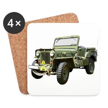 Willys Jeep Odtimer - Untersetzer (4er-Set) - Weiß - Vorne