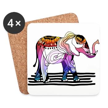 éléphant - Dessous de verre (lot de 4) - blanc - Devant