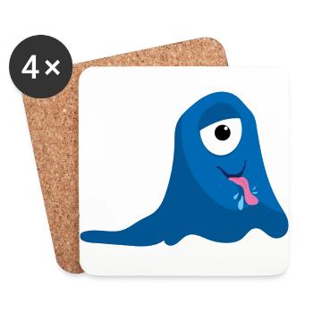 Blue One Eyed Monster - Coasters (set of 4) - white - Front