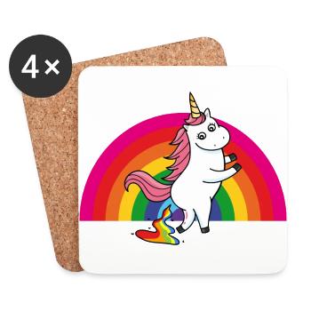 Kackendes Einhorn Regenbogen - Untersetzer (4er-Set) - Weiß - Vorne