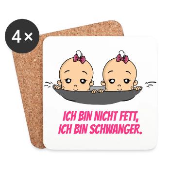 Ich Bin Nicht Fett Schwangerschaft Baby - Untersetzer (4er-Set) - Weiß - Vorne
