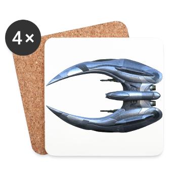Battlestar Gallactica: Cylon Raider [Vue de dessus] - Dessous de verre (lot de 4) - blanc - Devant