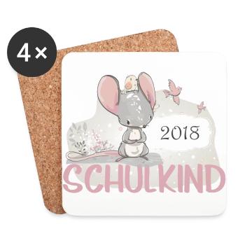 Schoolchild 2018 schooling mouse girl - Coasters (set of 4) - white - Front