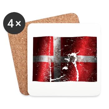 Denmark flag cool vintage used sport look - Coasters (set of 4) - white - Front