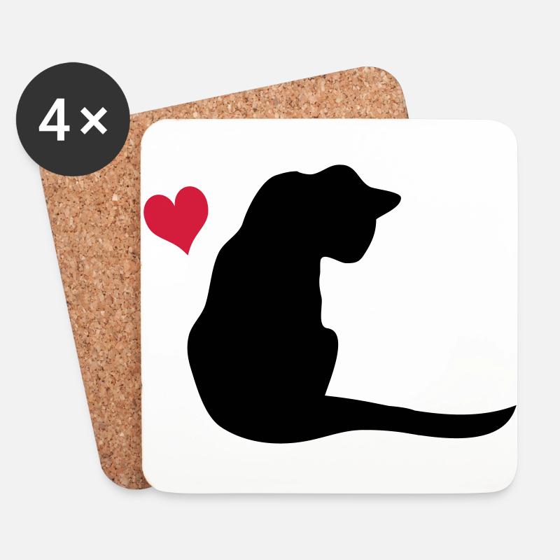 Katze - Untersetzer (4er-Set) - Weiß