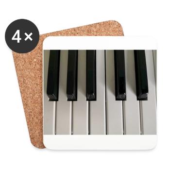 clés de piano - Dessous de verre (lot de 4) - blanc - Devant