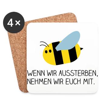 Biene - Rettet die Bienen - Untersetzer (4er-Set) - Weiß - Vorne