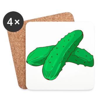 Pickled Gherkins Gherkins Cornichons Cucumbers - Coasters (set of 4) - white - Front