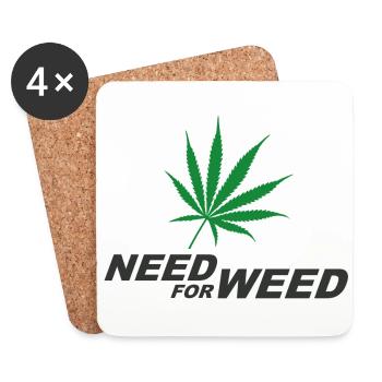 Need for Weed (Cannabis) - Coasters (set of 4) - white - Front