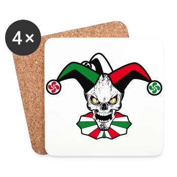Basque skull Harlequin - Dessous de verre (lot de 4) - blanc - Devant