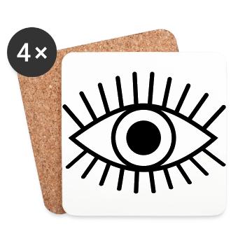 Eyelashes eye look stroke drawing - Coasters (set of 4) - white - Front