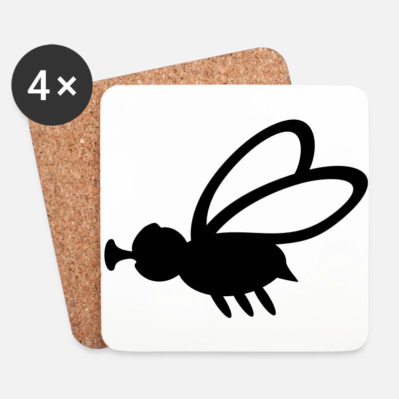 Stubenfliege / house fly (mini, 1c) - Untersetzer (4er-Set) - Weiß