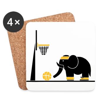Elefant spielt Basketball - Untersetzer (4er-Set) - Weiß - Vorne