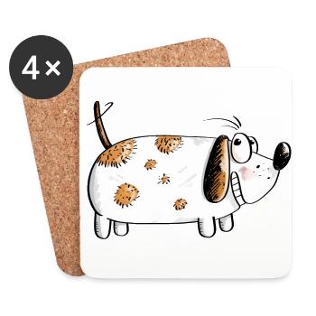 Fat Funny Dog - Dogs Comic - Coasters (set of 4) - white - Front