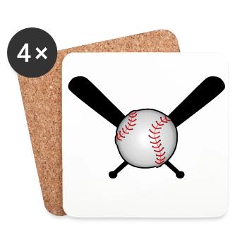 Baseball with baseball bat over cross - Coasters (set of 4) - white - Front