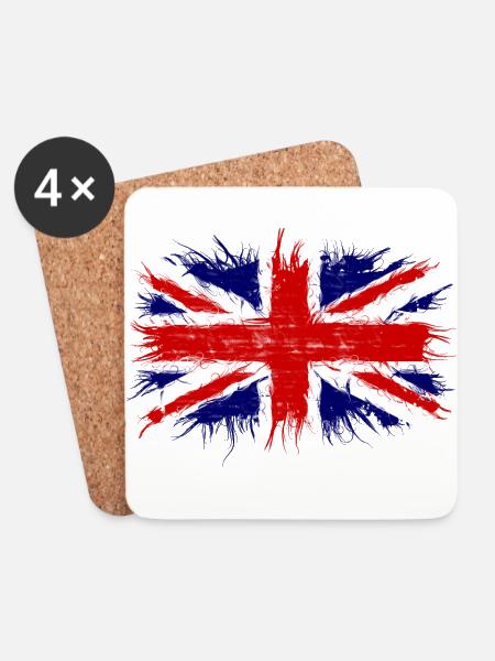 Great Britain flag, England flag, great britain - Coasters (set of 4) - white