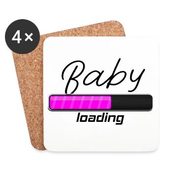 Baby loading - Bébé en route ! Grossesse - Dessous de verre (lot de 4) - blanc - Devant