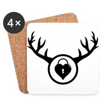 Cocu - Le cadeau d'anniversaire de l'homme à cornes - Dessous de verre (lot de 4) - blanc - Devant