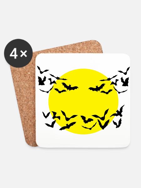 Bats, Bat - Coasters (set of 4) - white