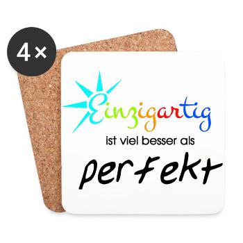 besonders perfekt Spruch - Untersetzer (4er-Set) - Weiß - Vorne
