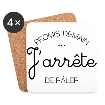 Promis Demain... J'arrête de Râler - Dessous de verre (lot de 4) - blanc - Devant