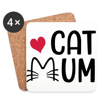 Chat - Dessous de verre (lot de 4) - blanc - Devant