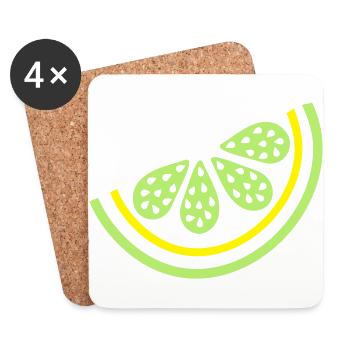 Stück Limette Zitrusfrüchte - Untersetzer (4er-Set) - Weiß - Vorne