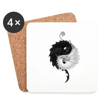 Yin yang dragons - Coasters (set of 4) - white - Front