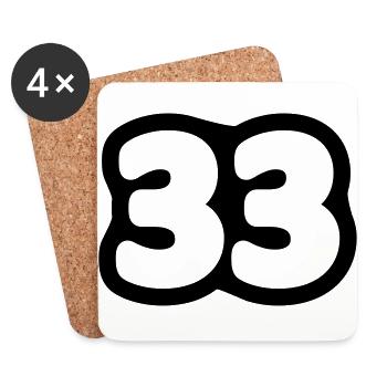33. // Geburtstag // Hochzeitstag // Jubiläum - Untersetzer (4er-Set) - Weiß - Vorne
