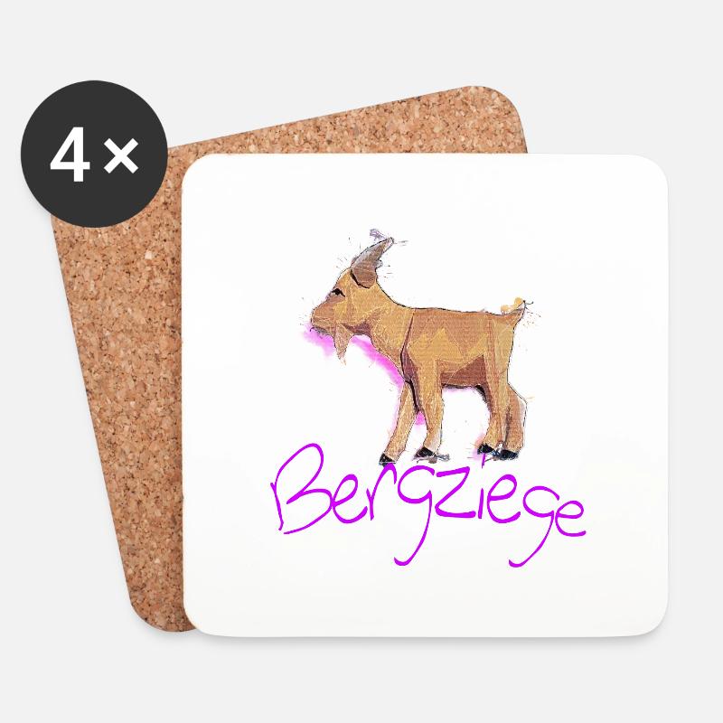 Bergziege - Untersetzer (4er-Set) - Weiß