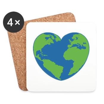 Coeur jour de la terre - Dessous de verre (lot de 4) - blanc - Devant