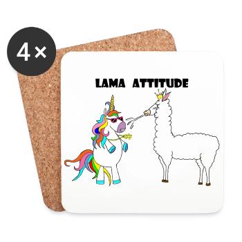 Licorne et lama - Dessous de verre (lot de 4) - blanc - Devant